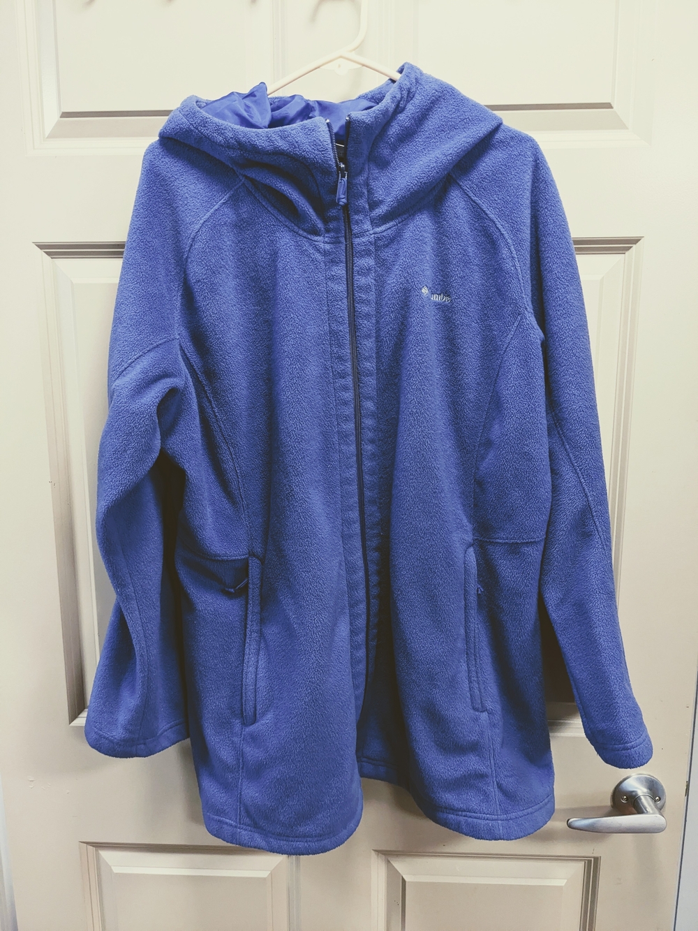 Columbia Periwinkle Blue Hooded Longline Fleece Full Zip Jacket Size 2X